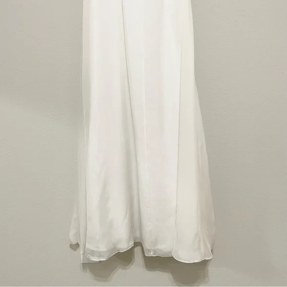 AIDAN MATTOX SILK IVORY BEADED KEYHOLE NECK EVENING GOWN SIZE 6 - Picture 9 of 13
